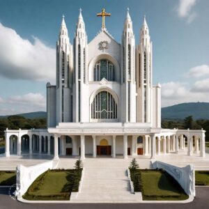 a white building with a cross on top